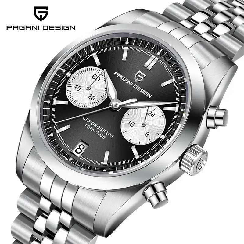 Pagani Design Mecha-Quartz Black Dial Men's Watch- PD-1775